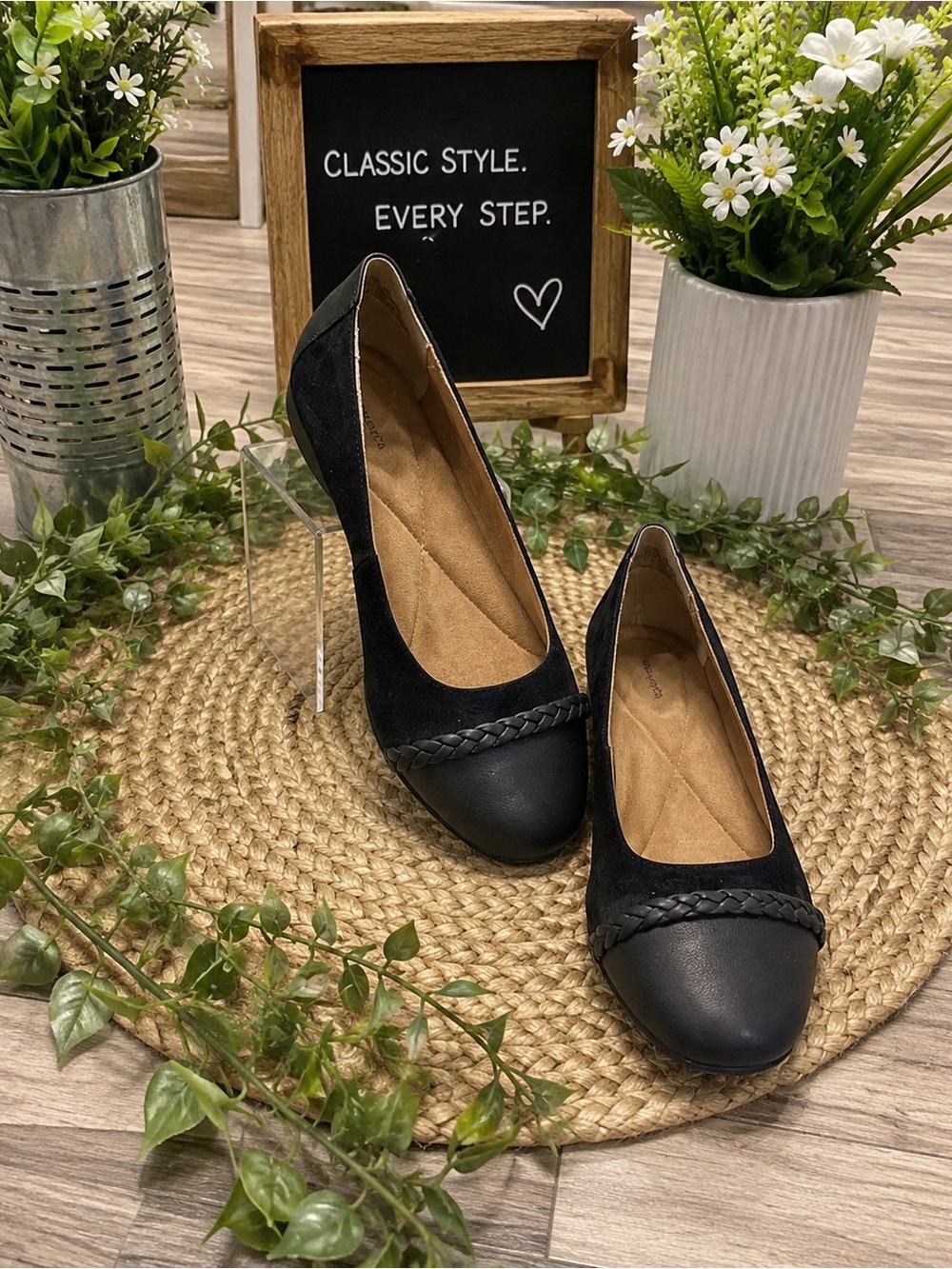 G.H. Bass & Co. Black Braided Cap-Toe Ballet Flats